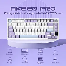 Ігрова механічна бездротова клавіатура AJAZZ AK820 Pro, Gift Switch, RGB, Hot-Swap, Rapid Trigger, Білий - мініатюра 2