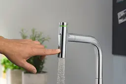 Змішувач Hansgrohe Metris Select 320 2jet кухонний з витяжним виливом 73820000 Хром - мініатюра 5