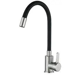 Змішувач для кухні Mixxus FAN-011 із чорним гнучким виливом MI6105 Нержавіюча сталь