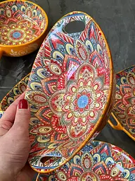 Салатник з ручками 23x15x7 500 мл Мальований жовтий - мініатюра 2