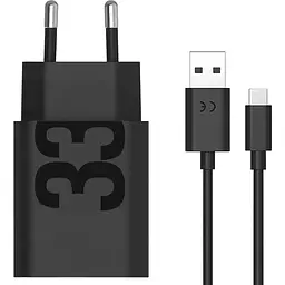 Зарядний пристрій Motorola 33W комплект з кабелем USB-A to USB-C (MC-332L) чорний