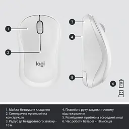 Комплект (Клавіатура та миша) Logitech MK295 Silent Combo Wireless Off-White (920-009824) - мініатюра 7