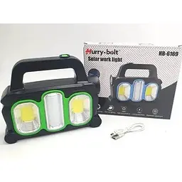 Ліхтар акумуляторний Solar Hurry-bolt HB-6169 кемпінговий переносний 3 режими сонячна батарея чорно-зелений - мініатюра 5