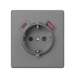 Розетка одинарна із заземленням USB-A+C 20W сірий графіт VIDEX NOTA (VF-NT-SK1GUC-GR) VIDEX (28883-000) - мініатюра 2