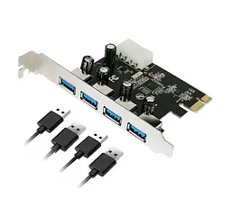 Плата розширення Dynamode USB 3.0 4 зовнішні порти, to PCI-E, чипсет VL805-Q6