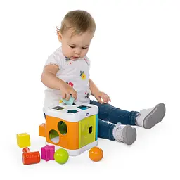 Іграшка-сортер 2 в 1 "Куб" Chicco 09686.10 з молоточком - мініатюра 3