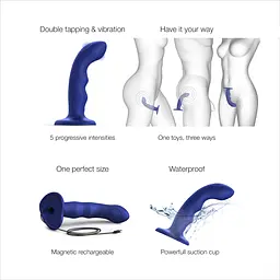 Вібратор Strap-On-Me Tapping Dildo Wave M 15.7 см синій - мініатюра 4