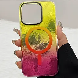 Чохол TPU Shiny Mountain (MagFit) для Apple iPhone 15 Pro (6.1) Yellow / Pink - мініатюра 2