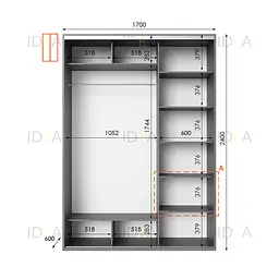 Шафа-купе Idea серія 1 170 x 60 x 240 см Венге темний Дзеркало - мініатюра 2