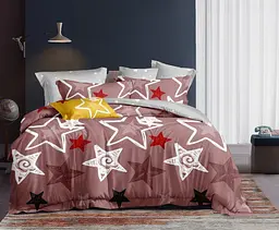 Комплект постільної білизни Ecotton двоспальний Сімейний 150х215 см Зірки рожевий (23413)