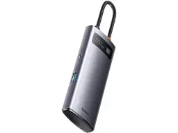 Хаб USB Baseus Metal Gleam, Grey, Type-C 3.0 - 1xType-C (15 Вт) / 4xUSB 3.0, кабель 15 см, алюмінієвий корпус (WKWG070013) - мініатюра 3