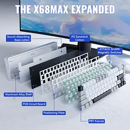 Ігрова магнітна клавіатура Attack Shark X68 Max / Дротове підключення / Magnetic Switch / White - мініатюра 8