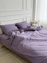 Постільна білизна двоспальне Dushka Home Варена бавовна преміум 21717 180х215 см лавандова - мініатюра 4