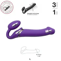 Безремневий страпон Strap-On-Me Vibrating Violet L регульований з вібрацією та з пультом ДК діаметр 3.7 см - мініатюра 5