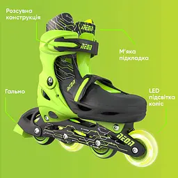 Роликові ковзани Neon Inline розмір 30-33 зелений (NT07G4) - мініатюра 8