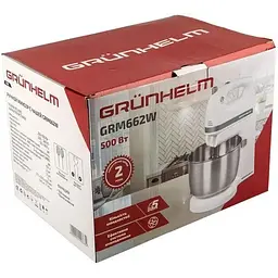 Стаціонарний ручний міксер Grunhelm GRM662B 500 Вт 3.5 л 5 швидкостей із металевою чашею Білий - мініатюра 7