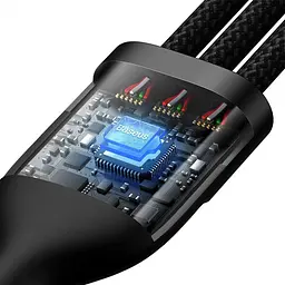 Дата кабель Baseus Flash Series 2 USB to MicroUSB-Lightning-Type-C 100W (1.2m) (CASS03000) Black - мініатюра 3