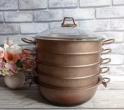 Мантоварка-пароварка з антипригарним покриттям O.M.S. Collection 6091 C-30 см 6,4 л Cappuccino - мініатюра 2