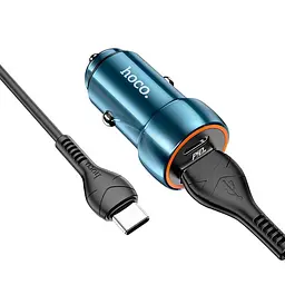 Адаптер автомобільний HOCO Type-C Cable Blue whale car charger set Z46A набір коричневий - мініатюра 7