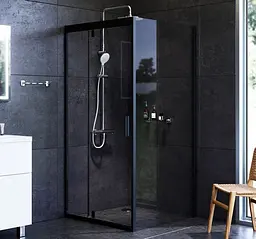 Душова кабіна Am.Pm Gem Square Pivot 90x90 см без піддону black W90UG-404-090BT, Чорний, прозорий, чорний - мініатюра 2