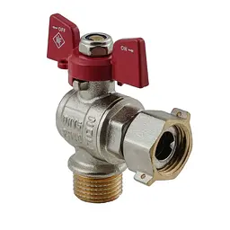 Кран кульовий Nolf Classic NFC.841-06-1/2"FM ГШМ з накидною гайкою кутовий, ручка "метелик" червона NF3158