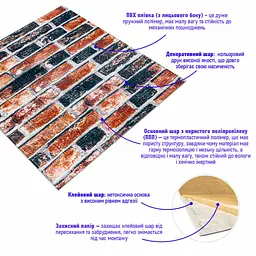 Самоклеюча 3D панель Sticker Wall 700х770х3мм Катеринославська цегла 48-3 SW-00001165 - мініатюра 2