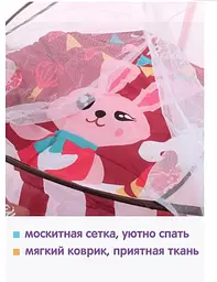 Розвиваючий килимок для дітей Colombokid (немовлят) з дугами, підвісками та музикою. Подушка в комплекті. Для новороджених малюків (2in1-Kovrik-Кrasn2) - мініатюра 9