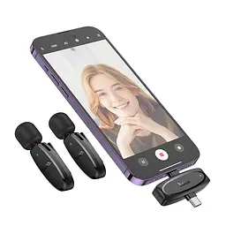 Бездротова мікрофонна система HOCO L15 dual-mic (iP/Type-C) Black (6942007638623) - мініатюра 6