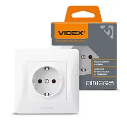 Розетка одинарна із заземленням біла VIDEX BINERA VIDEX (24429-000)