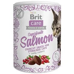 Ласощі для стерилізованих котів Brit Care Cat Snack Superfruits Salmon з лососем, шипшиною та журавлиною 100 г