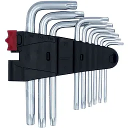 Набір Г-подібних ключів Haisser TORX T10-50 з отвором 9 шт. (102896) - мініатюра 2