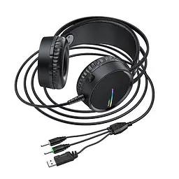 Навушники Hoco ігрові W100 Touring GAMING Headset 5-колірна підсвітка LED - мініатюра 5