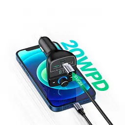 FM-модулятор UGREEN CD229 bluetooth Car Charger (5.0+PD+QC3.0+USB Flash Drive+TF) (чорний) (80910) - мініатюра 2