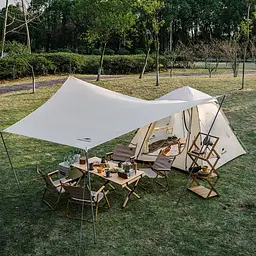 Намет тримісний з навісом для кемпінгу Naturehike (CNK2300ZP014) бежевий, Бежевий - мініатюра 3
