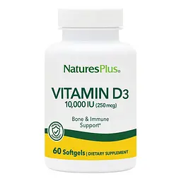 Вітаміни та мінерали Natures Plus Vitamin D3 10000 IU, 60 капсул