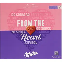 Уцінка. Цукерки Milka з кремово-полуничною начинкою в молочному шоколаді 110 г (832866)  - мініатюра 1