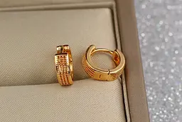 Сережки Xuping Jewelry колечка сіточка 1 см золотисті - мініатюра 2