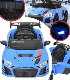 Дитячий електромобіль PRIMA CAR Cabrio 6V 5A (спойлер, пульт, LED-фари, звук, відкривні двері, педаль газу), Синій