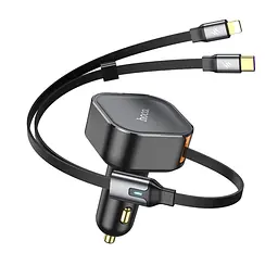Автомобільний зарядний пристрій Hoco NZ13 PD 30W чорний + кабелю Type-C/ Lightning