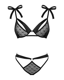 Напівпрозорий еротичний комплект Obsessive Obsessivia 2pcs Set black S/M - мініатюра 5