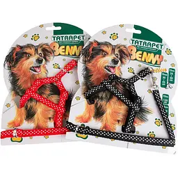 Набір для собак TatraPet Benny шлея + повідець, нейлон, 1×30–45/120 см, червоний, чорний