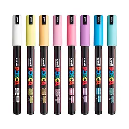 Набір маркерів Uni Posca Soft Color 0.7 мм 8 шт. (PC-1MR SOFT COLOR 8C) - мініатюра 2