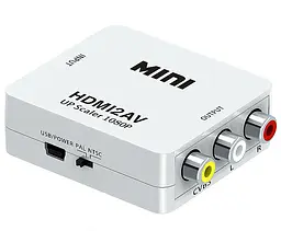 Конвертер адаптер з HDMI на AV тюльпани RCA перехідник перетворювач 1080P відео та аудіо UKC білий