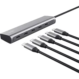 USB-Хаб Trust Halyx USB-C 5xUSB-C , Алюміній, 0.1м, сірий (25136_TRUST) - мініатюра 5