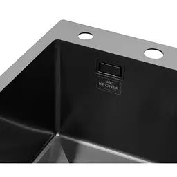 Кухонна мийка Kroner KRP Schwarze - 6350LHM PVD (3.0/1.0 мм) (CV031322) - мініатюра 5