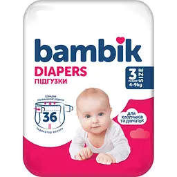 Підгузки Bambik Medium MIDI Розмір 3 (4-9 кг) 36 шт (4823071652284) - мініатюра 1