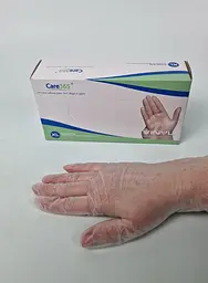 Рукавички одноразові вінілові білі CARE 365, розмір XL, 100 шт, неопудрені, для огляду, клінінгу та сервісу - мініатюра 3
