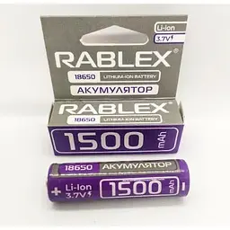 Літій-іонний акумулятор Rablex 18650 1500 mAh 3.7 V (Li-ion) Original - мініатюра 2