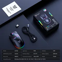 Миша Onikuma Onikuma RGB Tri-Mode Gaming Mouse CW928 |2.4G/BT/Type-C, 800-12000DPI| - мініатюра 2