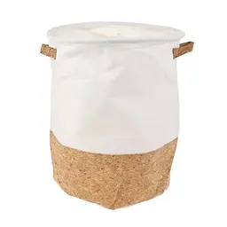 Кошик для зберігання 43×35 см, тканинний, коркове дно, з ручками, бежевий - мініатюра 5